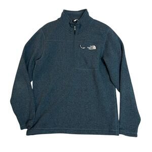 North Face Quarter Zip Blue Gray Fleece Mens Size Large Pullover Outdoor Hiking